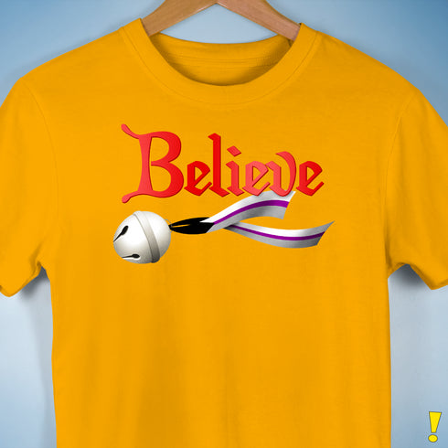 Believe Demisexual Pride Jingle Bell Premium Unisex T-Shirt - Gold